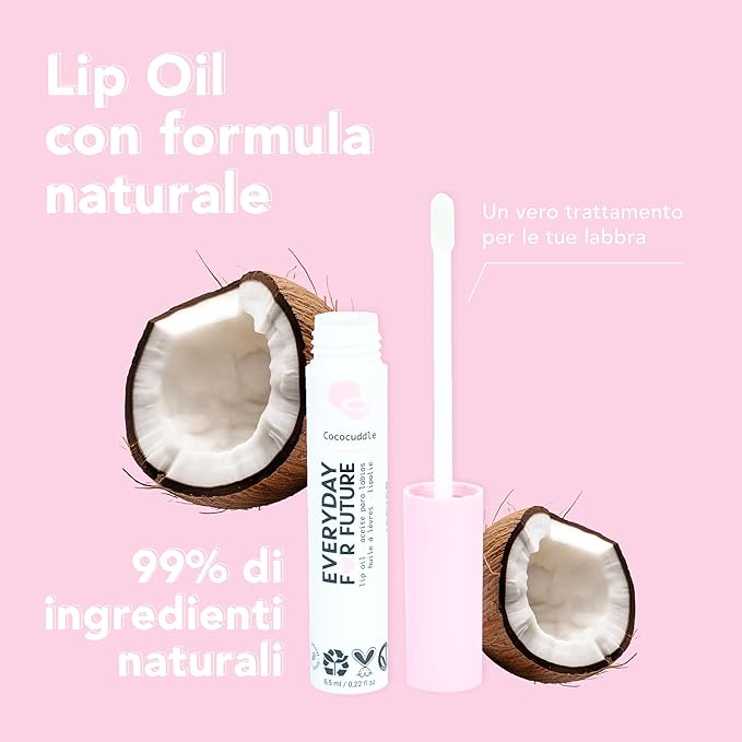 Coconut Lip Oil | Clear Transparent Lip Treatment with Coconut Oil | Moisturizing Lip Oil | Vegan & Cruelty Free Lip Oil | 99% Natural Lip Oil | Piña Colada 5 ml (Transparent)-Velvo Beauty