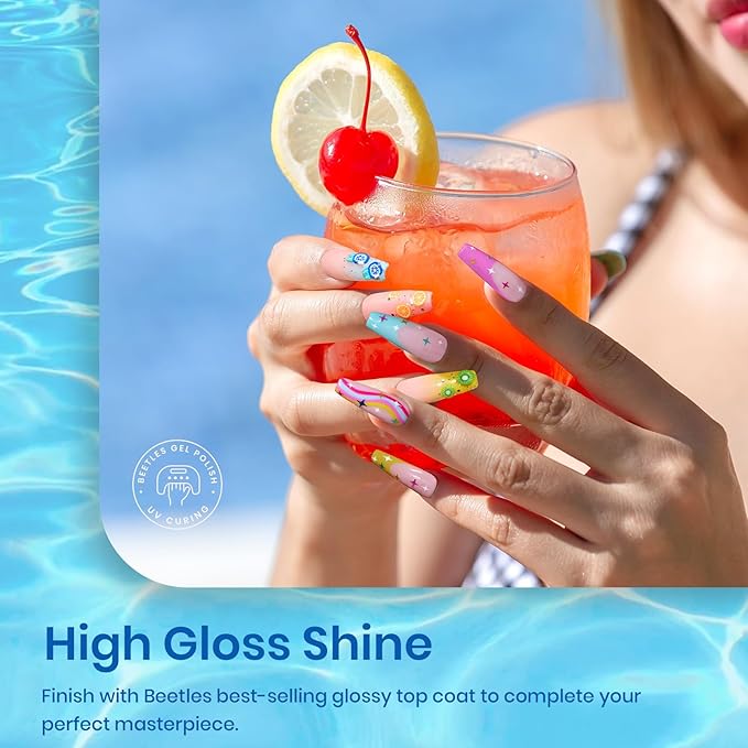 Beetles Gel Nail Polish Set, 6 Colors Bright Rainbow Nail Art Orange Blue Pink Green Neon Gel Polish Kit Soak Off UV Gel DIY Nail Art for Women Pool Party Holiday Manicure-Velvo Beauty