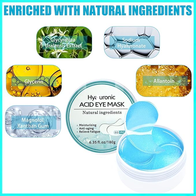 60 Pcs Under Eye Patches, 24K Gold Eye Masks, Collagen Anti Aging Eye Gel Pads, Moisturizing Eye Treatment for Puffy Eyes, Dark Circles, Wrinkles, Fine Lines, HYALURONIC ACID-Velvo Beauty