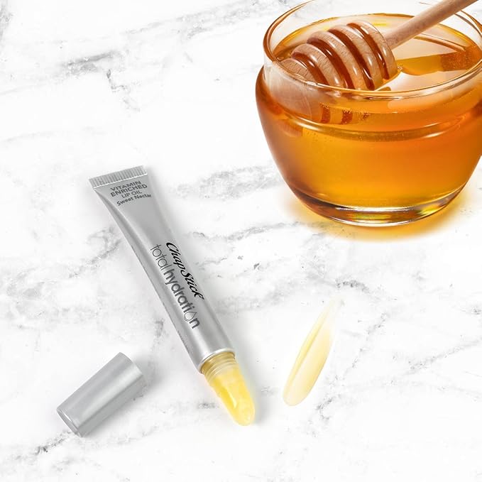 ChapStick Total Hydration Sweet Nectar Flavor Vitamin Enriched Lip Oil, Non Tinted Lip Care - 0.23 Oz-Velvo Beauty