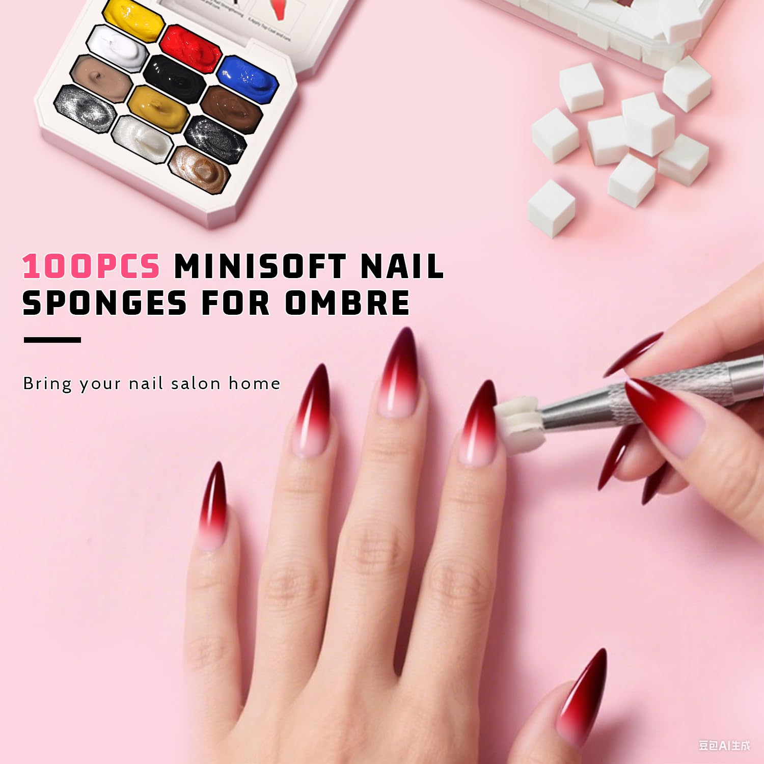 Sponge Pat Paint Nail Gel, Ombre Nails Gradient Gel Nail Blush Blooming Aura Nails Drawing Stripper Floral Painting DIY Nail Art, No Wipe, UV/LED Curing (12 Colors M)-Velvo Beauty