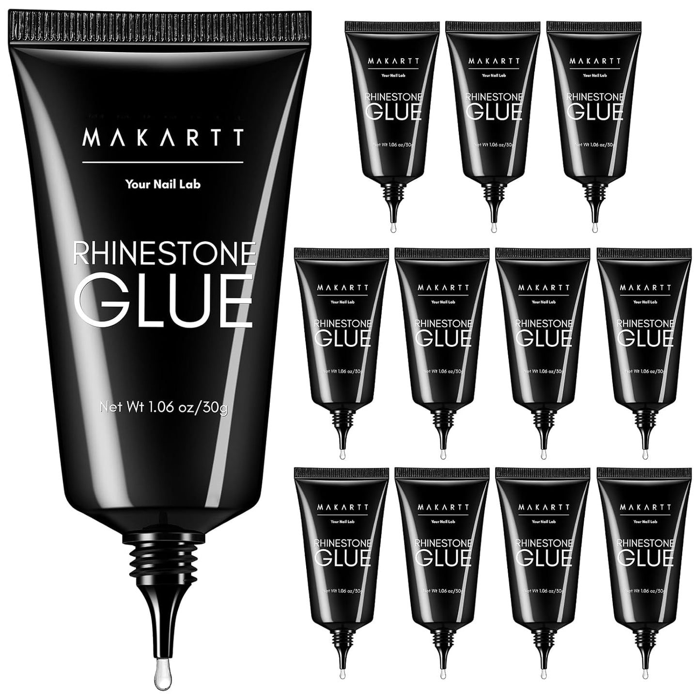 Makartt Rhinestone Glue for Nails 12PCS 30ML, Super Strong Gel Adhesive for Nail Salon, 3D Nail Art, Gem Jewelry & Nail Charm Decoration-Velvo Beauty