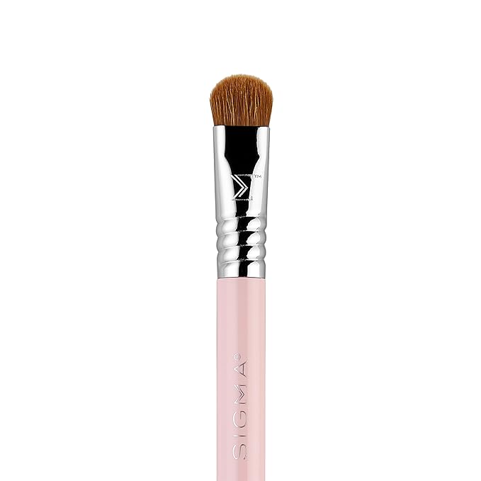 Sigma Beauty Travel Essential Trio - Makeup Brush Set for Foundation Powder Eyeshadow - 3 Tool Brushes with Brush Tin Holder - - Skin Safe, Vegan Makeup Brushes for Travel - Light Pink-Velvo Beauty