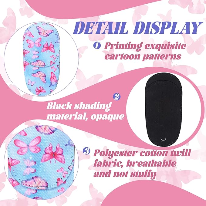 Newcotte 12 Pcs Eye Patch for Kids Girls Boys Reusable Eye Patch for Glasses over the Lens Colorful Eye Patch Toddler Eye Patch Adorable Kids Eye Patches Assorted Eye Patch Cover (Butterfly)-Velvo Beauty