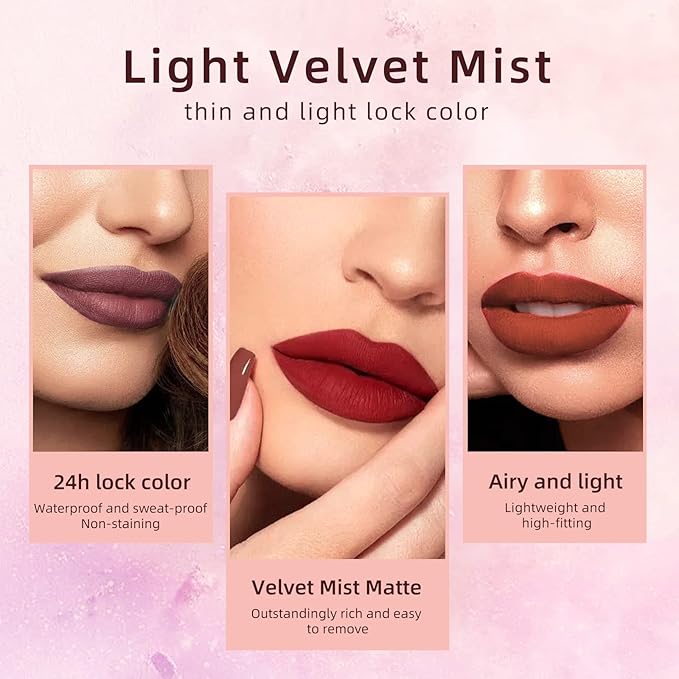 BestLand 12Pcs Matte Lipstick Lip Makeup Kit, Velvety Liquid Lipstick Waterproof Long Lasting Durable Nude Zodiac Signs Lip Gloss Beauty Cosmetics Gift Box Makeup Set Kit (12 Piece Set)-Velvo Beauty