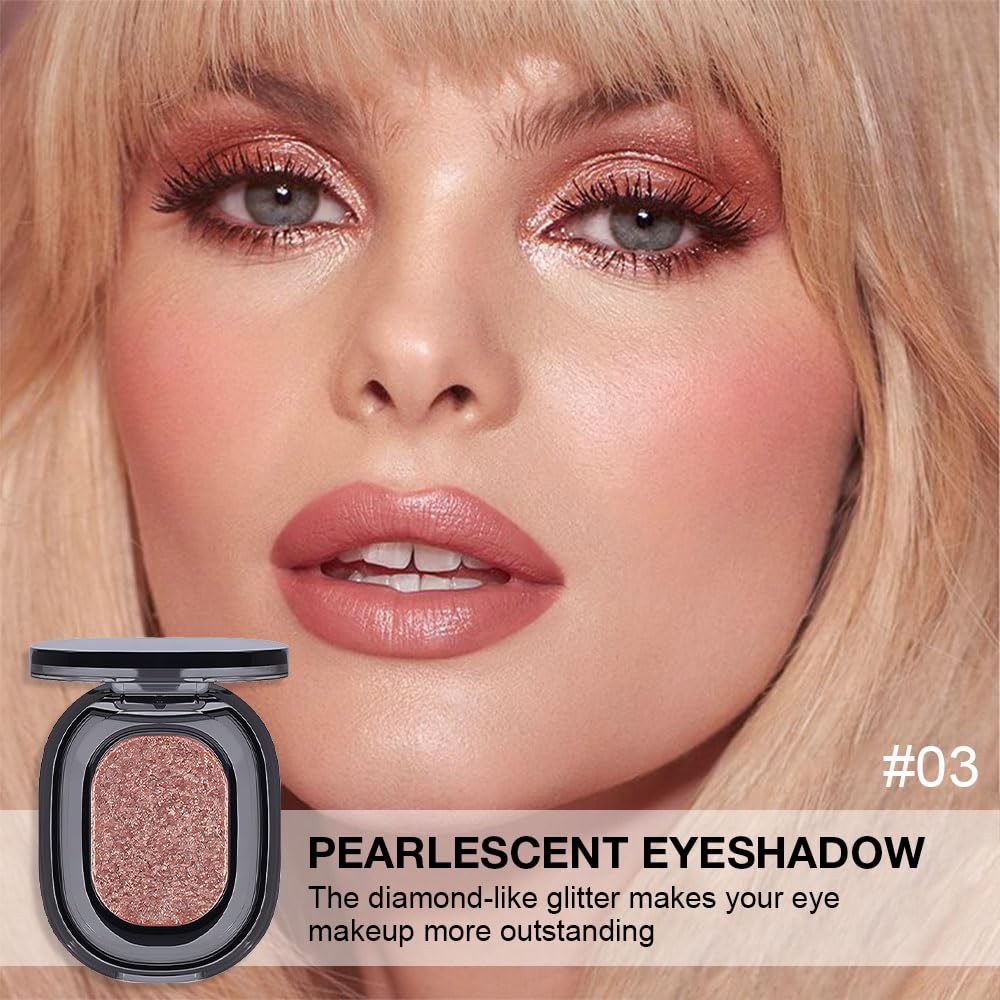 Eye shadow low saturation delicate long-lasting eye shadow palette, Monochrome Glittler Eyeshadow, pressed glitter eyeshadow, Glittle Pressed Powder Single Vegan Eyeshadow, (02 Glittle Brown)-Velvo Beauty