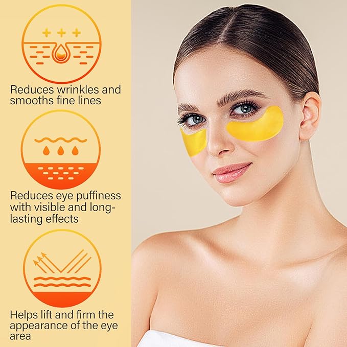 30 Pairs Under Eye Patches,Gold Under Eye Mask,Eye Masks Skincare Enriched with Collagen,Eye Patches for Puffy Eyes and Dark Circles,Undereye Bags,Reduce Wrinkles,Anti-Aging-Velvo Beauty