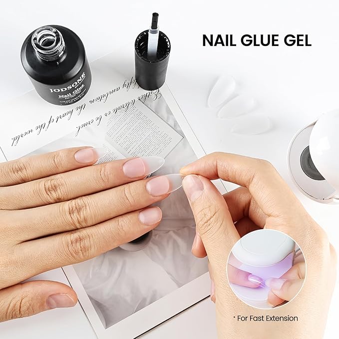 JODSONE 15ml Nail Glue Gel for Nail Tips Long Lasting Extension Glue for Clear Nail Tips Base Coat Top Coat All Need Lamp Cured-Velvo Beauty