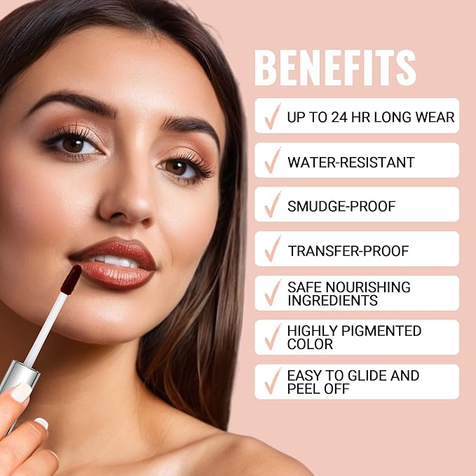 iMethod Natural Long Lasting Lip Stain Peel Off - Waterproof Stay On All Day, Transfer-Proof, Highly Pigmented, Instant Peel Off Lip Stain Color, Nude Pink-Velvo Beauty
