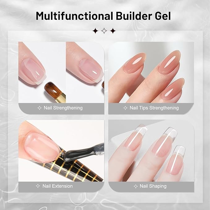 JODSONE 2Pcs 16.5ml Builder Gel Builder Nail Polish for Thickening Strengthener Building Extension and Keep The Nail Art Effect for A Longer Time and Nail Art Design Gift for Women-Velvo Beauty