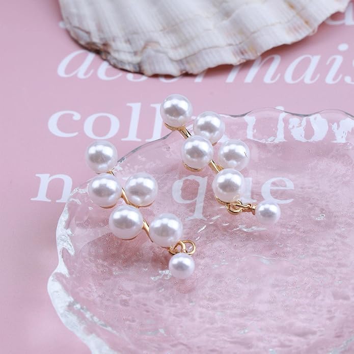 Boho Pearl Drop Earrings Long Pearl Tassel Earrings Gold Cluster Pearl Stud Earrings Bridal Pearl Earrings Wedding Earrings Jewelry for Women-Velvo Beauty