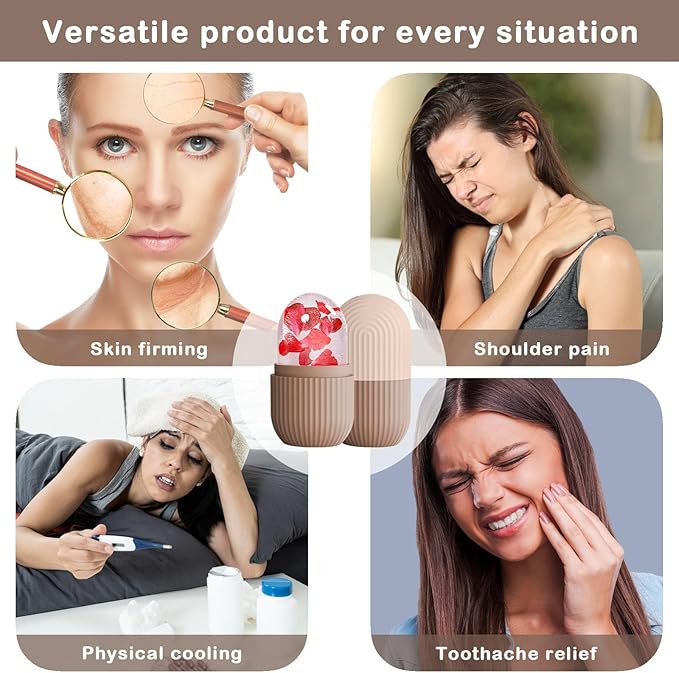 XHJRI Ice Face Roller Massager,Ice Cube Roller for Face, Eyes and Neck Naturally Conditioning and Skin Care,De-Puff Eye Bags,Reduce Migraine Pain,Reusable Massage Silicone Ice Mold (Coffee)-Velvo Beauty