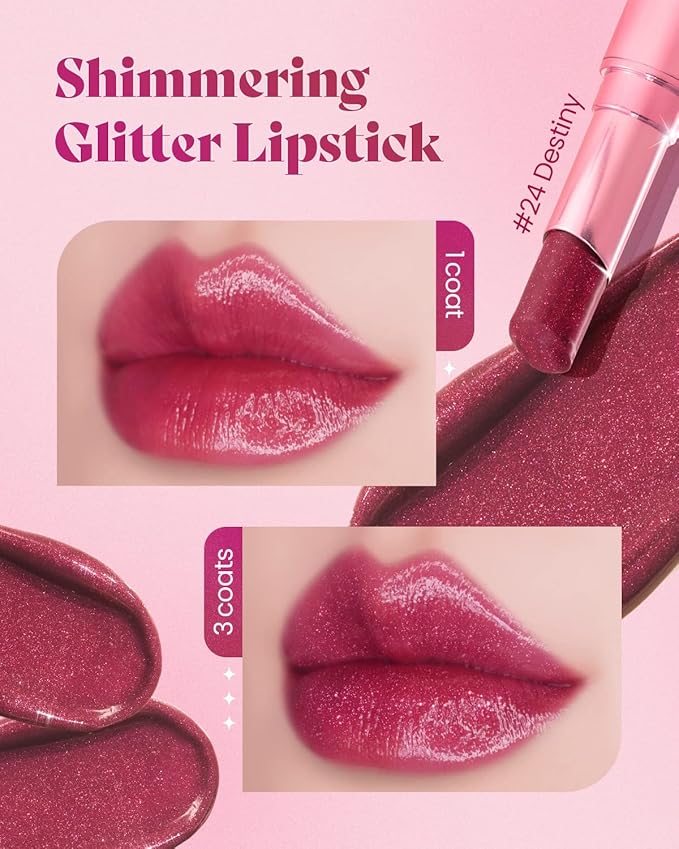 AMTS Tinted Lip Balm - Destiny | Hydrating Glitter Lipstick | Pearl Shimmering Daily Lip Makeup for dry, cracked, chapped lips | korean beauty Moisture Lip Tint-Velvo Beauty