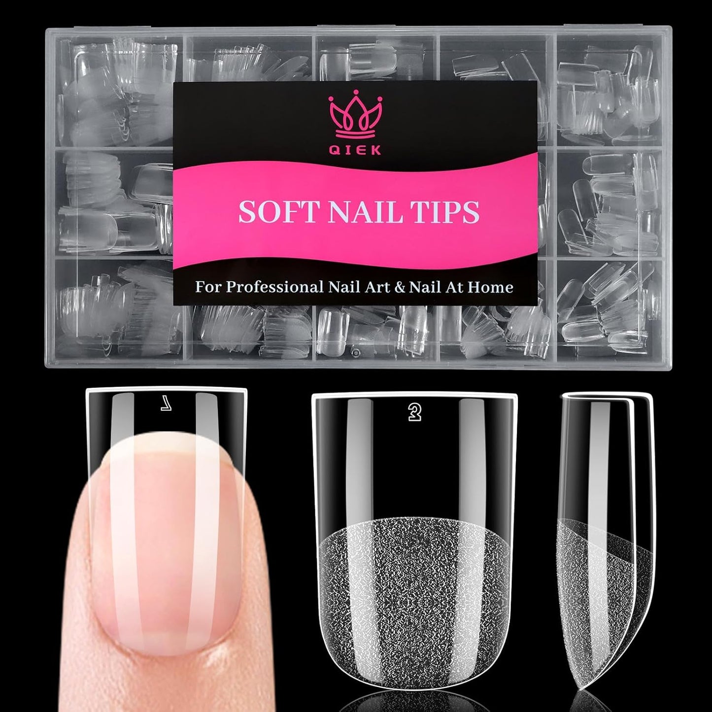 Extra Short Flat Head False Nail Tips, 15 Sizes 510 PCS Clear French Press On Fake Nail Pre-shaped Half Matte Full Cover Gel Nail Tips Extensions Long Lasting for DIY Beginners & Salon Manicure-Velvo Beauty
