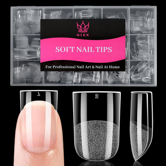 Extra Short Flat Head False Nail Tips, 15 Sizes 510 PCS Clear French Press On Fake Nail Pre-shaped Half Matte Full Cover Gel Nail Tips Extensions Long Lasting for DIY Beginners & Salon Manicure-Velvo Beauty