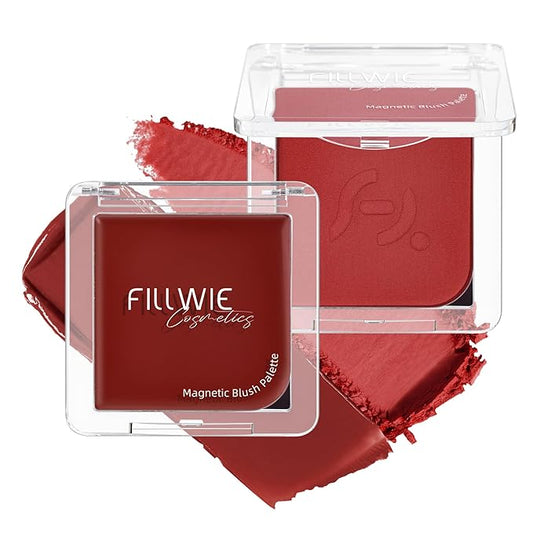 Blush Palette Duo – Cream & Powder Blush Set in Deep Red, Long-Wearing & Moisturizing, Easy to Blend, Radiant Coverage for Cheeks, Eyes & Lips, Magnetic Palette Compatible (2-Pack, Maple Crush)-Velvo Beauty