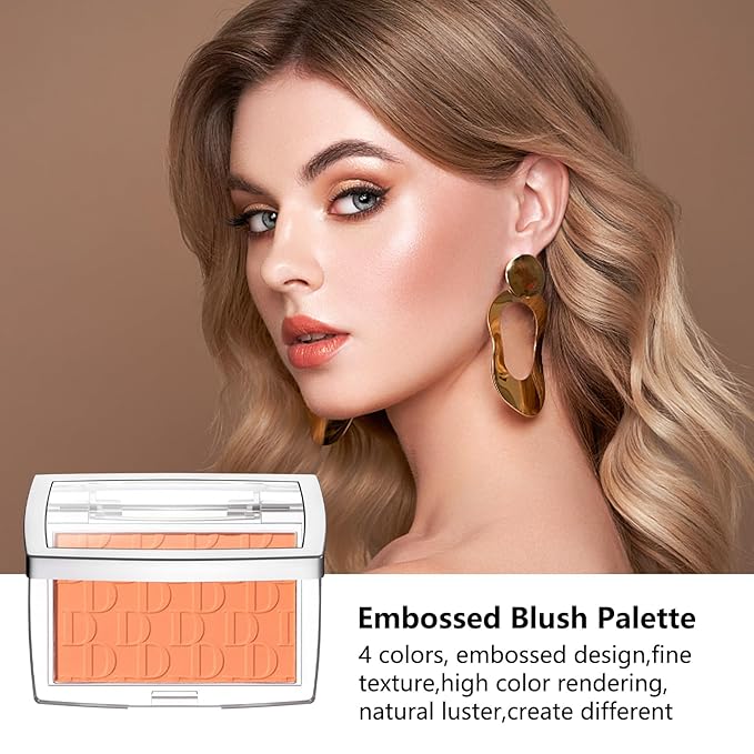 Embossed Blush, Palette Pink Dark Powder Blush Palette-Velvo Beauty