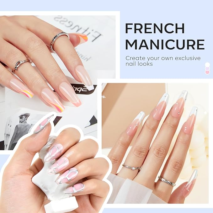 Modelones French Tip Tool- 6 Pcs Nail Stamp French Manicure Kit Suitable for DIY Together with Gel Nail Polish Art Tips Printing Tool Kit-Velvo Beauty