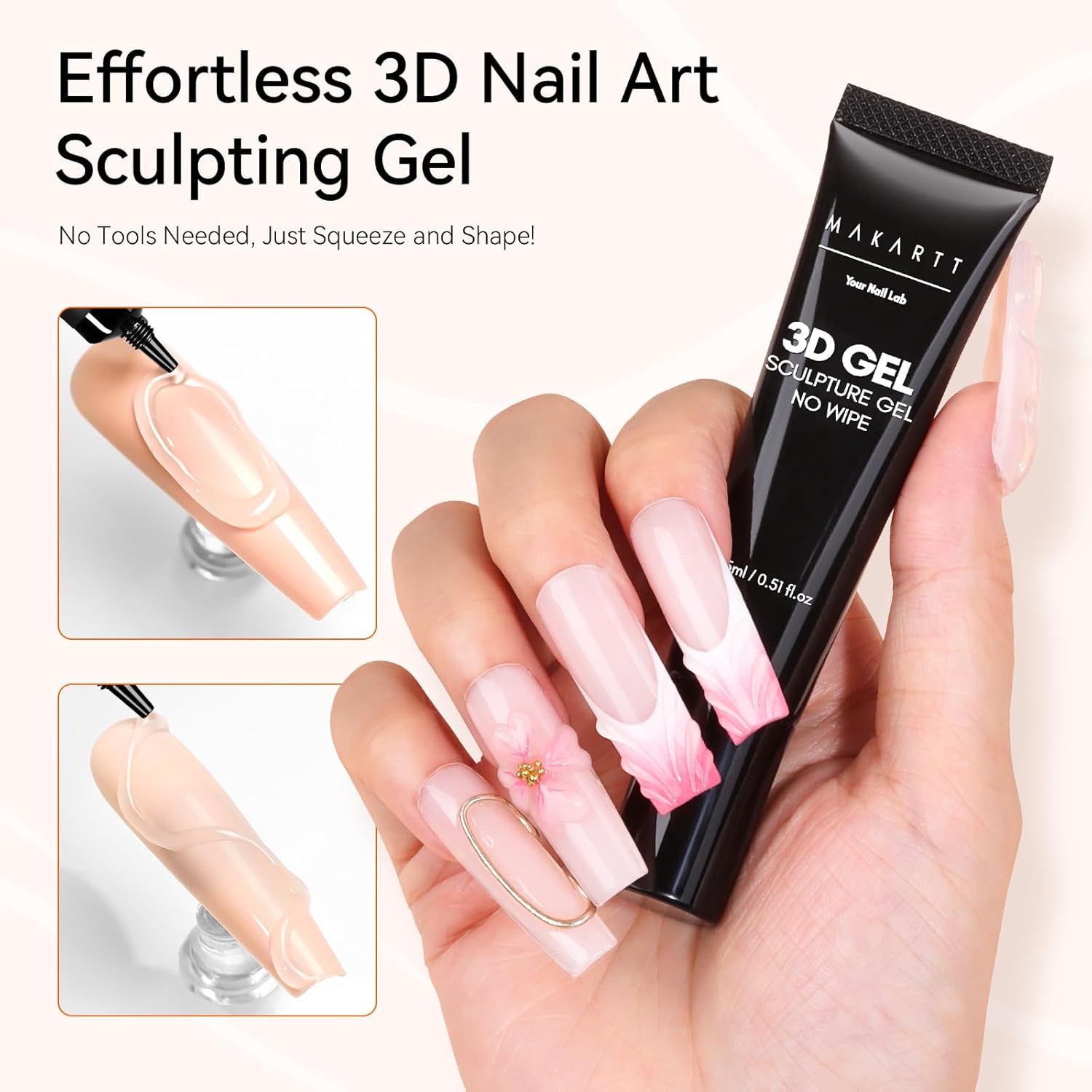 Makartt 3D Gel Nail Art: 2 Pcs 15g Nail Sculpting DIY No Wipe 3D Molding Gel for Nails Decoration, Manicure Sculpture Nails-Velvo Beauty