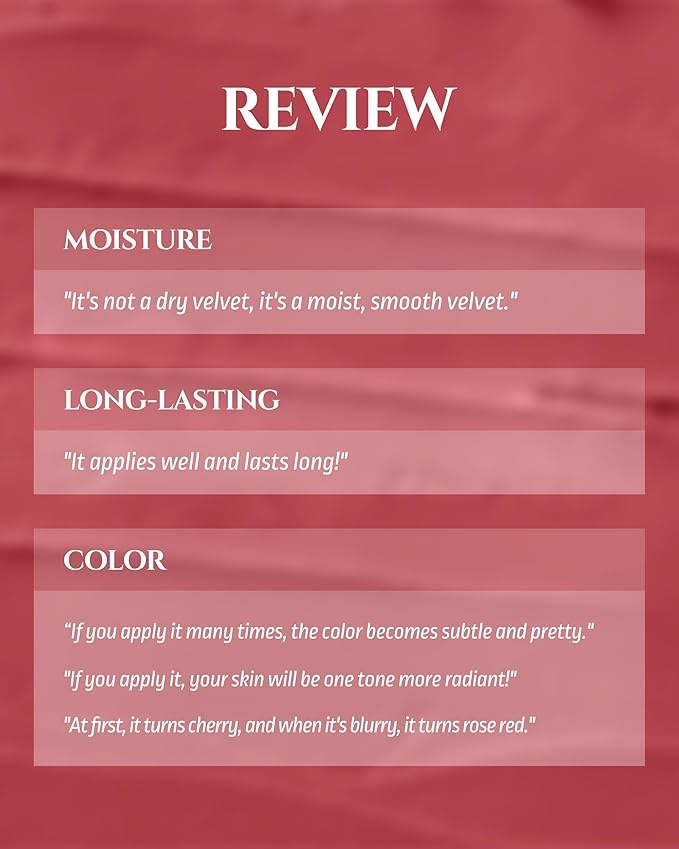 HEVVYMAKEUP Blurring Effect Lip Tint - Airy Velvet Matte Lips - Vegan, Longwear, Vibrant, Buildable Creamy Soft Texture - Korean Lip Makeup, Bloody Kiss, 0.13 fl.oz.-Velvo Beauty