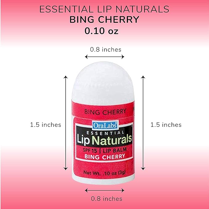 Lip Naturals® | Mini Cherry Lip Balm with Sunscreen (SPF-15) | Made in USA with Beeswax & Coconut Oil | 12-Count Mini Lip Balm Pack with Bing Cherry Flavor (0.10oz/3g Each)-Velvo Beauty
