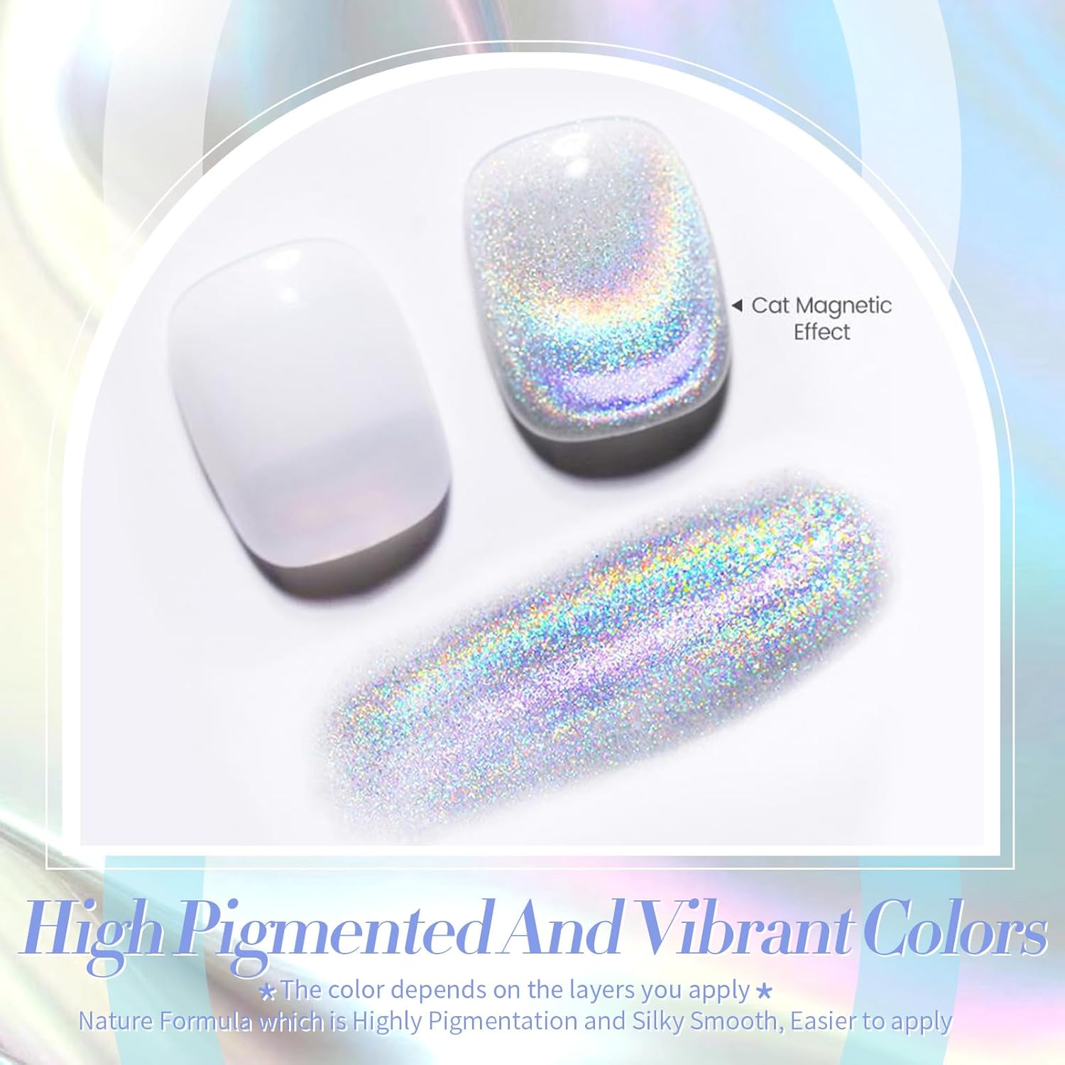 Born Pretty Magnetic Gel Nail Polish Silver Holographic Cat Magnetic Eye Gel Polish Nail Gel Soak Off Nail Art Salon Manicure Collection Gift-Velvo Beauty