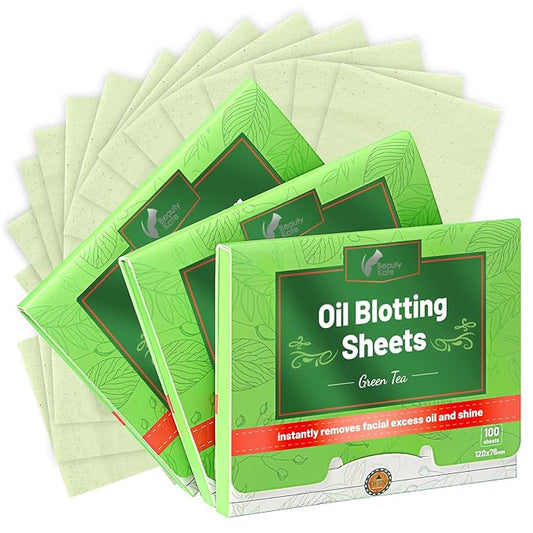 Oil Blotting Sheets for Face - Green Tea,26% Larger,3pk/300 Natural Blotting Paper for Oily Skin,Makeup Friendly Oil Absorbing Sheets,Easy To Grab One-Velvo Beauty