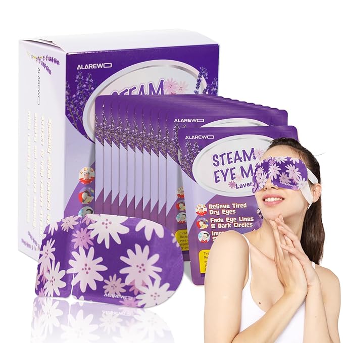 Steam Eye Mask Self Heating Moist Eye Compress Disposable SPA Warm Eye Mask 10 Packs for Dry Eyes, Eye Fatigue, Stress Relief, Soothing Headache Travel Trouble Sleeping(Lavender)-Velvo Beauty