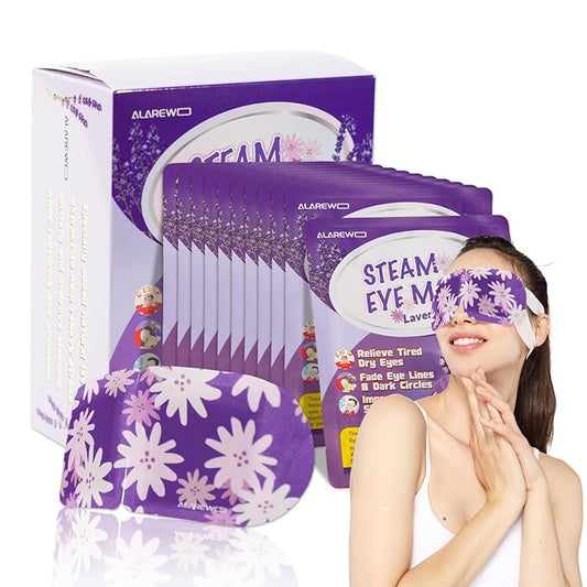 Steam Eye Mask Self Heating Moist Eye Compress Disposable SPA Warm Eye Mask 10 Packs for Dry Eyes, Eye Fatigue, Stress Relief, Soothing Headache Travel Trouble Sleeping(Lavender)-Velvo Beauty