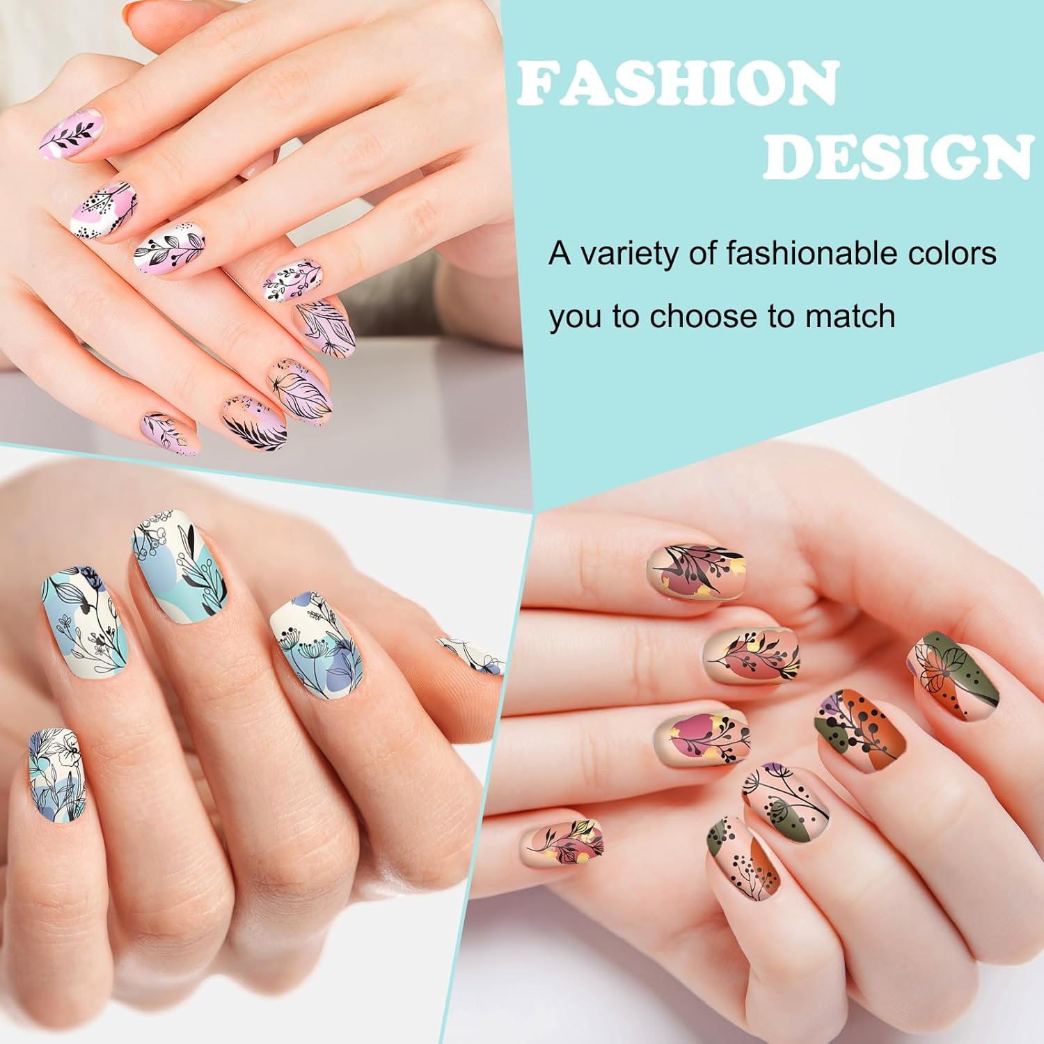 Whaline 6Pcs Spring Floral Leaves Nail Plates Stamping Set Plant Leaves Stamp Templates Nail Art Plates for DIY Print Manicure Salon Design-Velvo Beauty