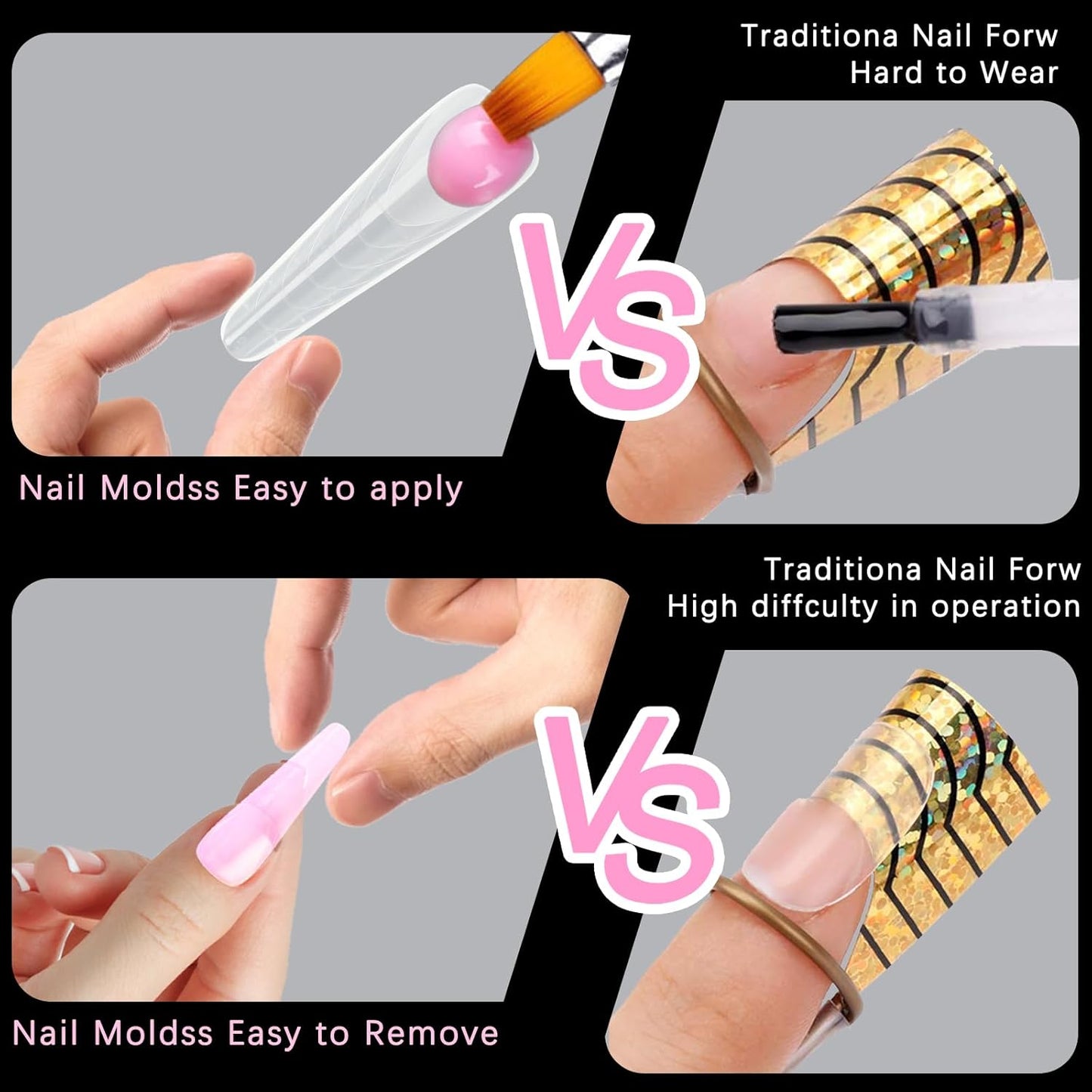 120 Pcs Dual Nail Forms 12 Sizes Half Matte Extension Poly Nail Gel Full Cover Nail Molds With Scale Builder Coffin Nail for Gel Manicure Nail Art Design Salon DIY at Home-Velvo Beauty