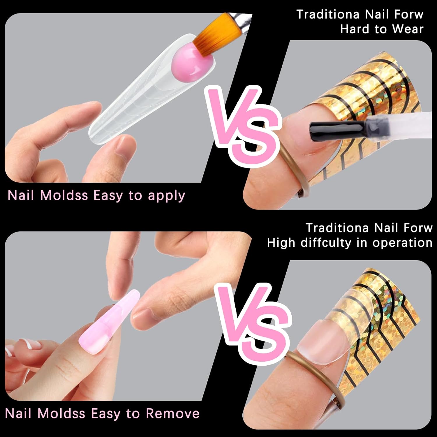 120 Pcs Dual Nail Forms 12 Sizes Half Matte Extension Poly Nail Gel Full Cover Nail Molds With Scale Builder Coffin Nail for Gel Manicure Nail Art Design Salon DIY at Home-Velvo Beauty