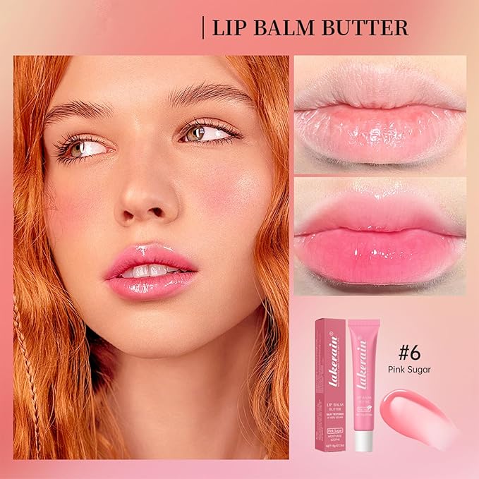 Lip Glowy Balm Butter Lip Balm Plumps Moisturizing Hydrating Lip Mask Repair Moisturizer Lips Care Lip Treatment for Dry Cracked Lip, Glossy Finish, Vegan Tinted Lip Balm Chapstick (#6 Pink Sugar)-Velvo Beauty