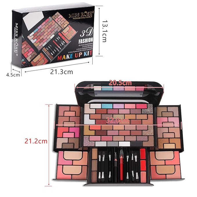 98 Colors All in one Makeup Gift Set Holiday Birthday Beauty Cosmetic Essential Starter Bundle Include 68 Eyeshadow Palette, 8 Blush, 4 Compact Powder, 3 Lipstick, Eyebrow Pencil, Lip Liner-Velvo Beauty