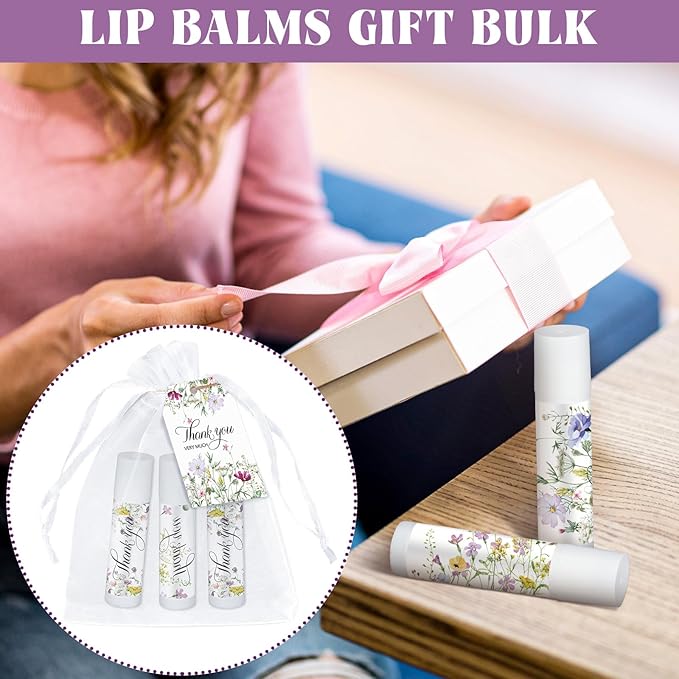50 Set Employee Appreciation Gifts Bulk Baby Shower Favors Lip Balms Bulk Thank You Gifts Wedding Bridal Shower Bachelorette Gifts Prizes for Guests Women Teacher Coworker Nurse(Wildflower)-Velvo Beauty