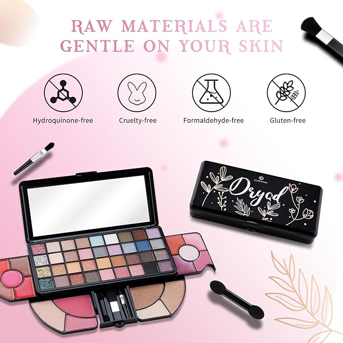 Color Nymph All In One Makeup Sets for Teens Women, Portable Travel Office Makeup Kit Gift for Girls with 36-Colors Eyeshadows Facial Blusher Lip Gloss Pressed Powder Mascara Brushes Mirror-Velvo Beauty