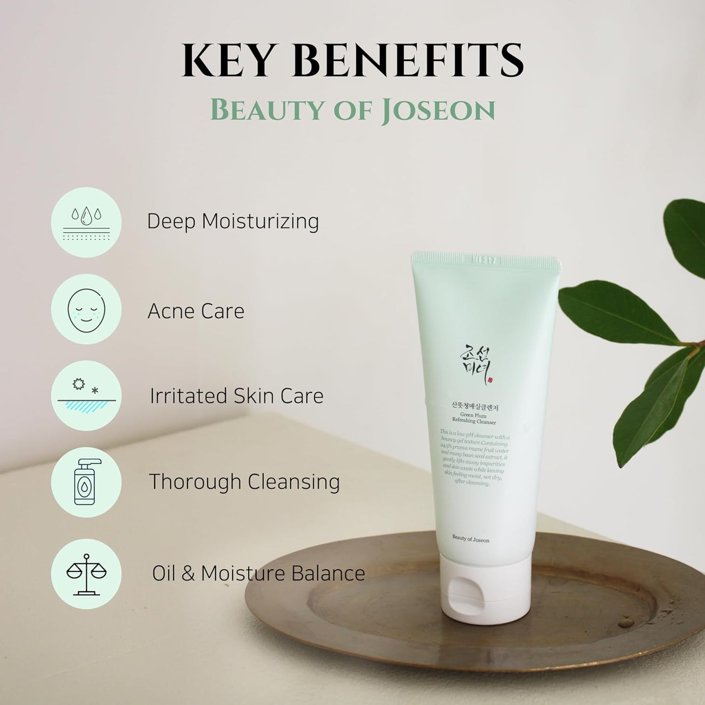 Beauty of Joseon Green Plum Refreshing Cleanser Gel Type Deep Pore Cleansing, Acne Face Wash, Blackhead Remover for All Skin Types, Korean Skincare 100ml, 3.38 fl.oz-Velvo Beauty