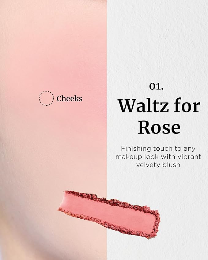 VDL Cheekstain Pastel Blush for Cheeks (Waltz for Rose, 0.2oz)- Lightweight, Velvet Powder Formula - Seamless, Long-Lasting, Natural-Looking Glow | Korean Makeup-Velvo Beauty
