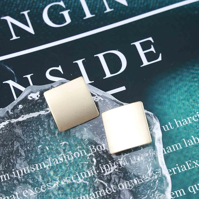 Vintage Square Stud Earrings Square Shape Earrings Geometric Gold Earrings Minimalist Earrings Jewelry for Women and Girls-Velvo Beauty