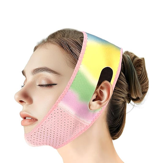Reusable V Line Lifting Mask with Chin Strap, V Shaped Face Mask for Sagging, Jaw Exerciser (Colorful)-Velvo Beauty