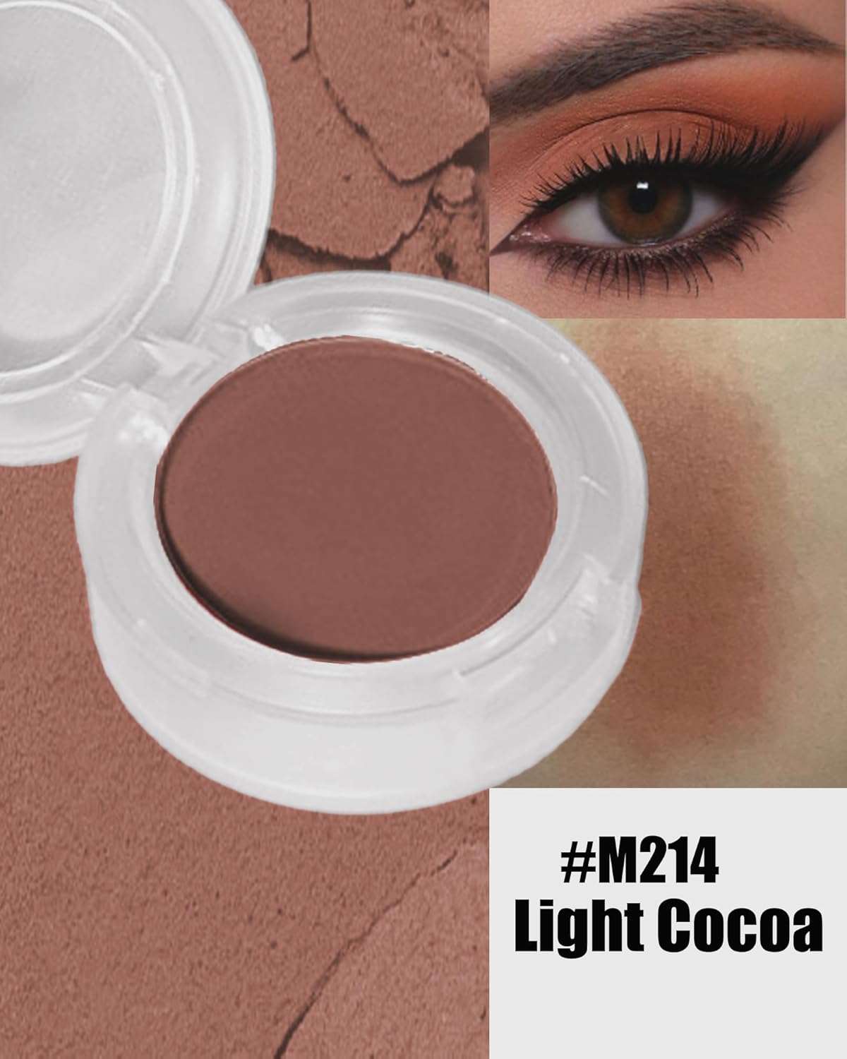 Single Matte Eyeshadow, Light Cocoa Nude Eye Shadow Brown Palette Makeup for Older Women, High Pigment Waterproof Pressed Eye Shadows Powder with Smooth Lightweight,Blendable for Daily Eye Look-214-Velvo Beauty