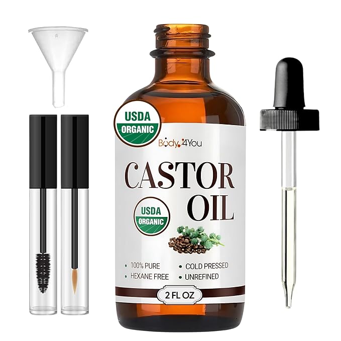 BodyJ4You Castor Oil Eyelashes Eyebrows - 100% Pure Natural USDA Organic Cold Pressed - Hydrating Skin Hair Growth Oil Lashes Scalp - Non-GMO Hexane Free Carrier Unrefined (2 Fl Oz (60 ml) - KIT)-Velvo Beauty