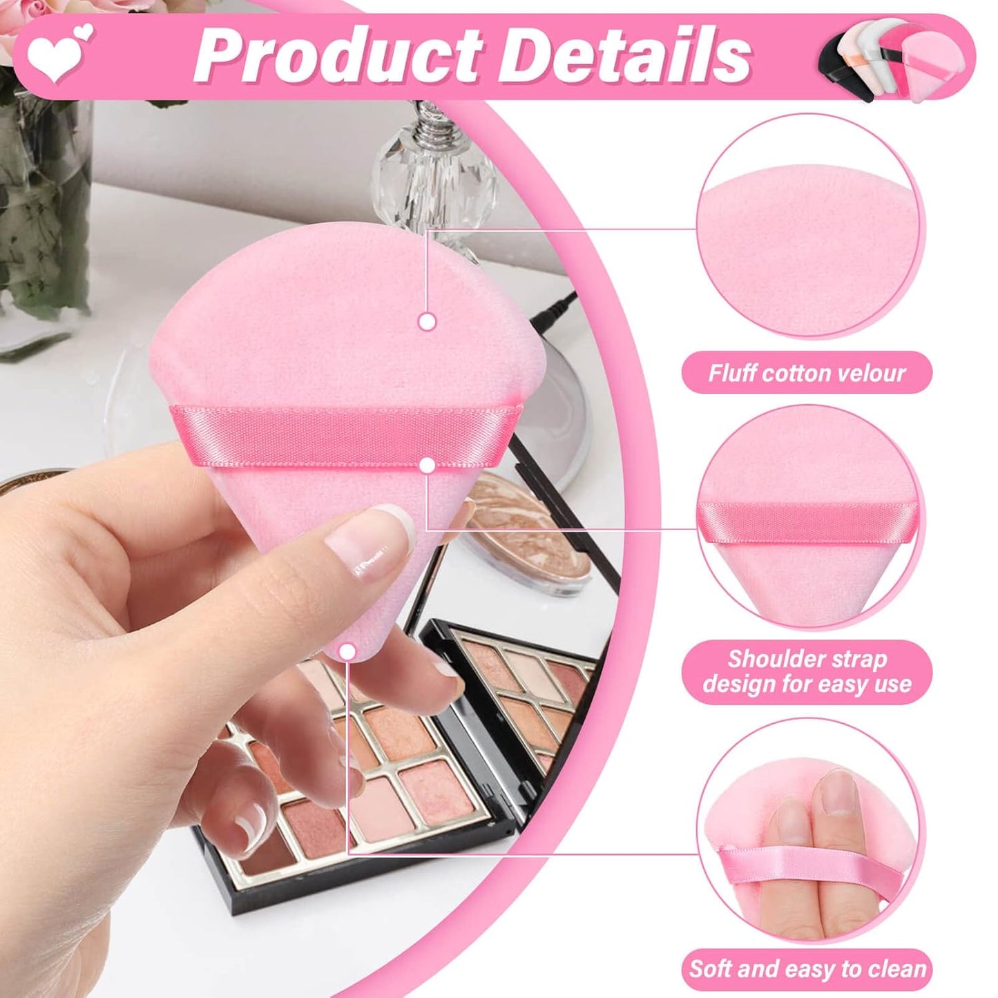 Caffox 60pcs powder puffs for face powder, Triangle Powder Puff for Setting Powder, Makeup Puffs for Loose Powder and Press Powder, Makeup Sponge Powder Applicator for Face and Eye-Velvo Beauty