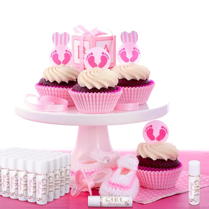 Dunzy 50 Pcs Thank You Gift Lip Balm Bulk Baby Shower Party Favors Bridal Shower Favor Lip Care with Assorted Fruit Flavors Thank You Lipstick for Guest Basket Gift Stuffer (Floral)-Velvo Beauty