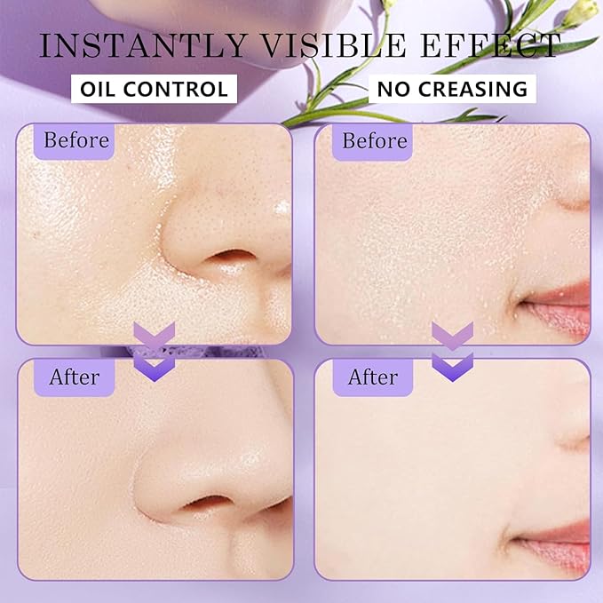 Chillab Lavender Matte Powder, Oil Control Face Pressed Chillab Lavender Matte Powder with Mini Powder Puff, Jelly Pressed Setting Powder Face Makeup, Cruelty Free-Velvo Beauty