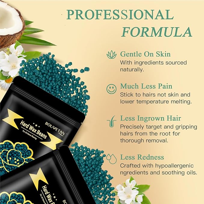 Hard Wax Beads for Hair Removal – 6 Packs, 21oz Total – Smooth & Long-Lasting Hair Removal for All Skin Types-Velvo Beauty