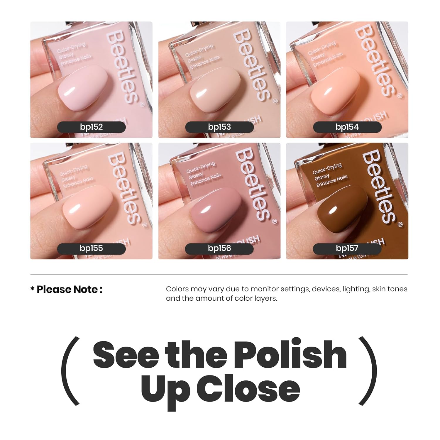 Beetles Nude Nail Polish Set Coconut Mousse 6Pcs, Pink Nail Fast Drying Long Lasting Neutral Brown Red Burgundy Dark Lacquer Glossy for Salon-Quality Results-Velvo Beauty