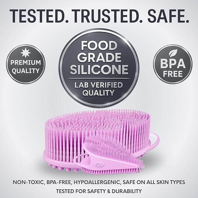 Avilana Silicone Body Scrubber – Gentle Shower Brush & Loofah Alternative- Food Grade & Lab Tested – Fast-Drying, Hygienic, BPA-Free Silicone Body Gentle Exfoliator (Pink, Body & Face)-Velvo Beauty