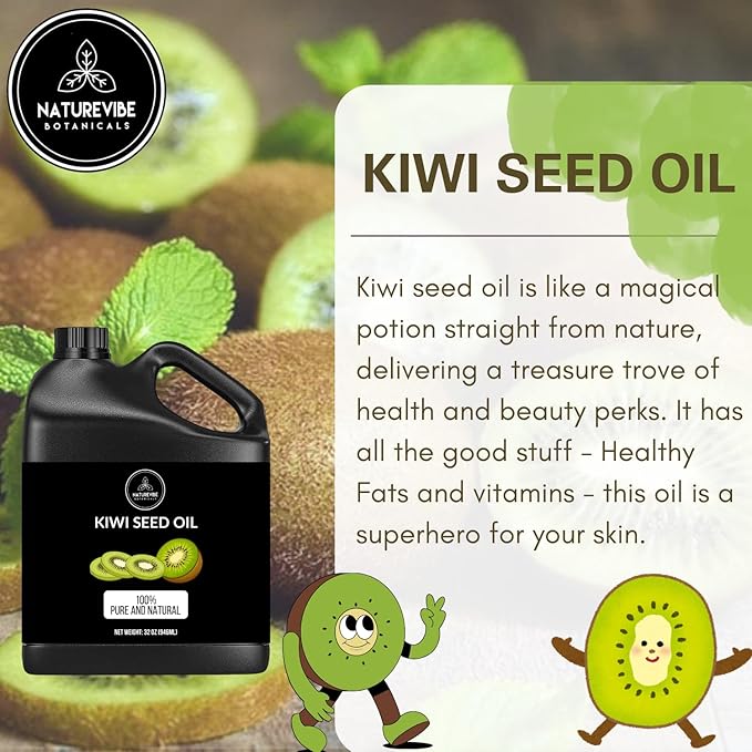 Naturevibe Botanicals Kiwi Oil 32 Ounces | 100% Pure and Natural | Great for Skin Care and Hair Care-Velvo Beauty