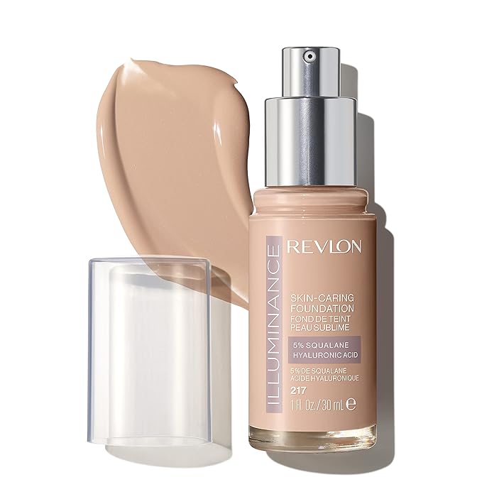 Revlon Illuminance Skin-Caring Liquid Foundation, Hyaluronic Acid, Hydrating and Nourishing Formula with Medium Coverage, 217 Beige (Pack of 1)-Velvo Beauty